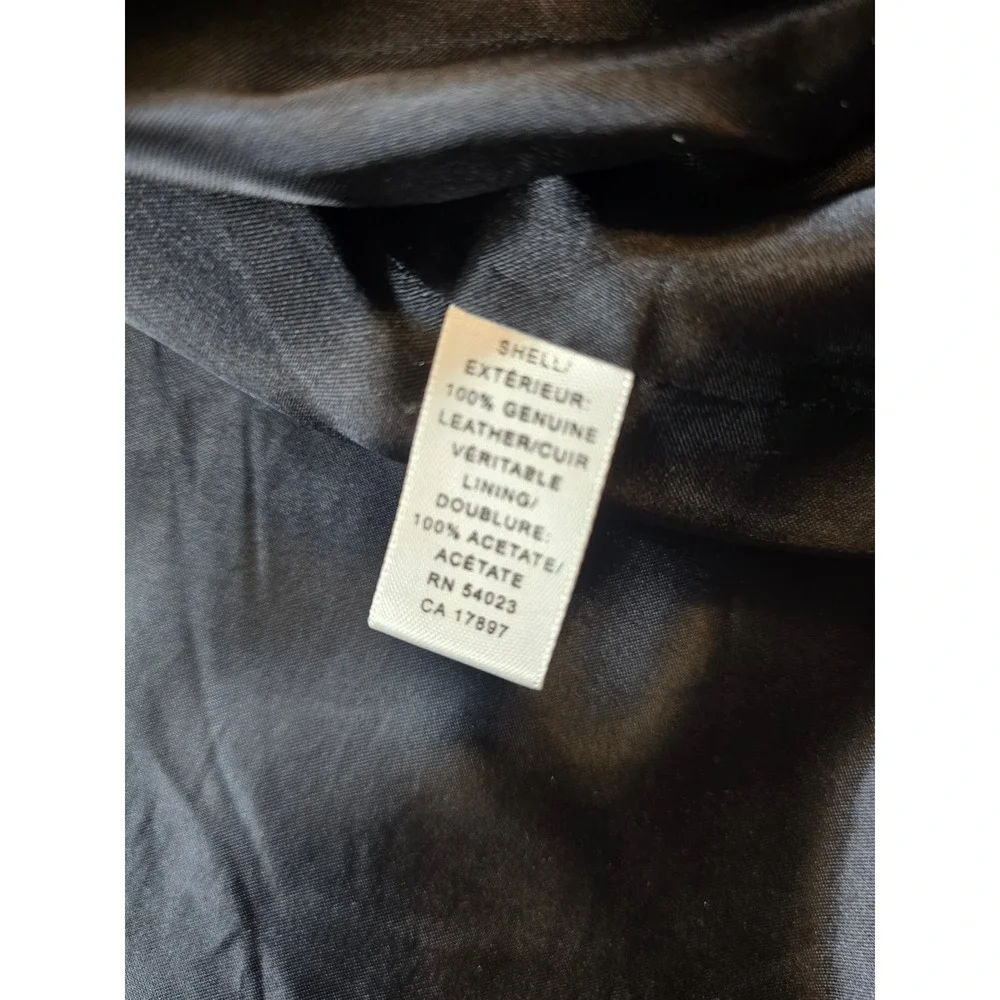 Banana Republic Leather Jacket Mens Large Black Cafe Racer Moto Biker Soft!